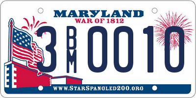 MD license plate 3BM0010