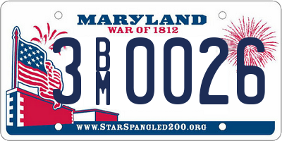 MD license plate 3BM0026