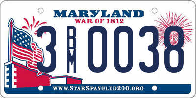 MD license plate 3BM0038