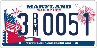 MD license plate 3BM0051