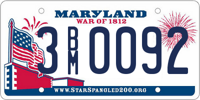 MD license plate 3BM0092