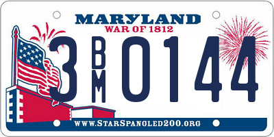 MD license plate 3BM0144