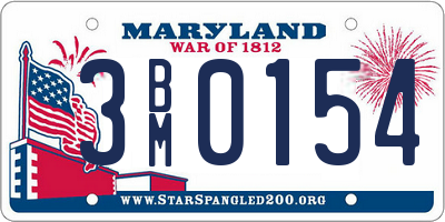 MD license plate 3BM0154