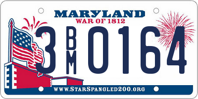 MD license plate 3BM0164
