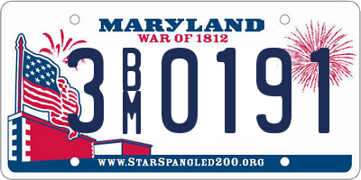 MD license plate 3BM0191