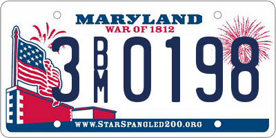 MD license plate 3BM0198