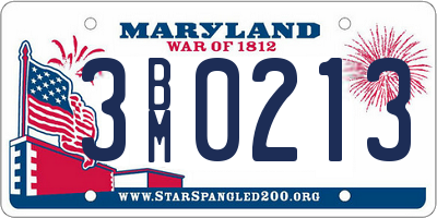 MD license plate 3BM0213