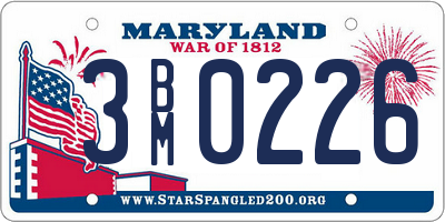 MD license plate 3BM0226