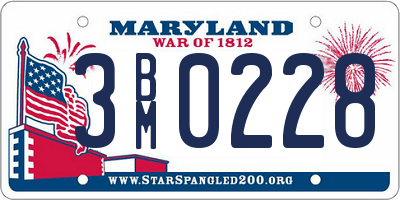 MD license plate 3BM0228