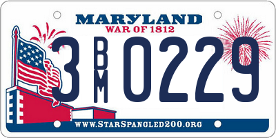 MD license plate 3BM0229