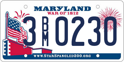 MD license plate 3BM0230