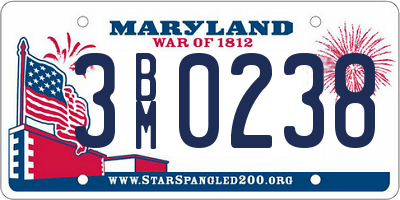 MD license plate 3BM0238