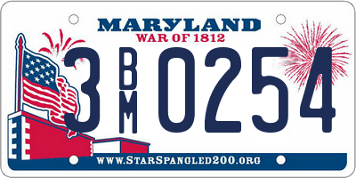 MD license plate 3BM0254