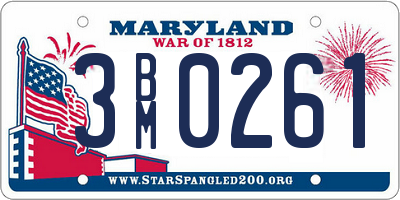 MD license plate 3BM0261