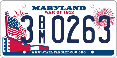 MD license plate 3BM0263