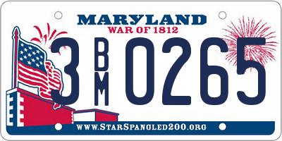 MD license plate 3BM0265