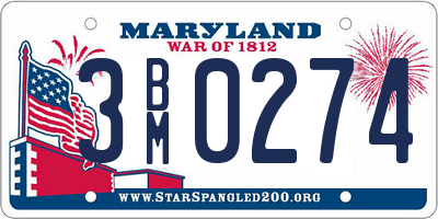 MD license plate 3BM0274