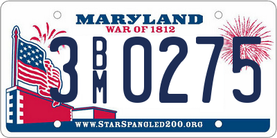 MD license plate 3BM0275
