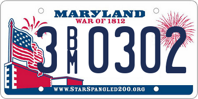 MD license plate 3BM0302