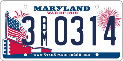 MD license plate 3BM0314
