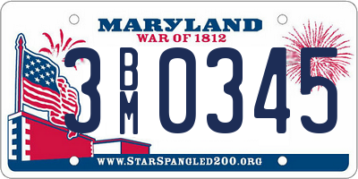 MD license plate 3BM0345