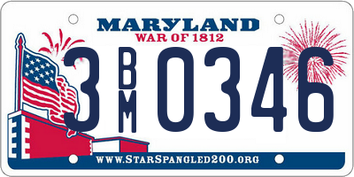 MD license plate 3BM0346