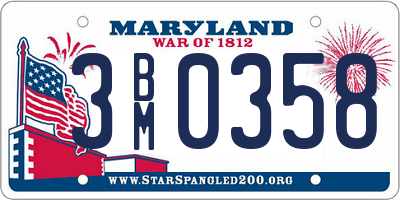 MD license plate 3BM0358