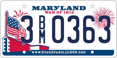MD license plate 3BM0363