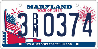 MD license plate 3BM0374