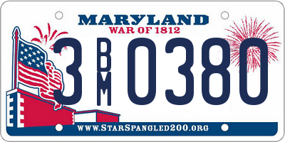 MD license plate 3BM0380