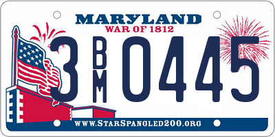 MD license plate 3BM0445