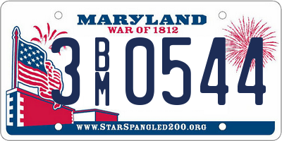 MD license plate 3BM0544