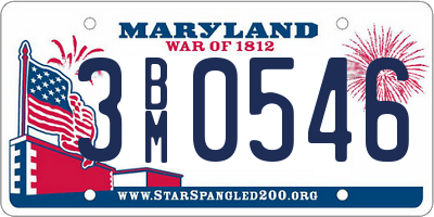 MD license plate 3BM0546