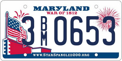 MD license plate 3BM0653