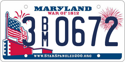 MD license plate 3BM0672