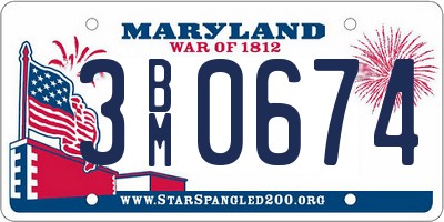MD license plate 3BM0674