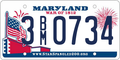 MD license plate 3BM0734