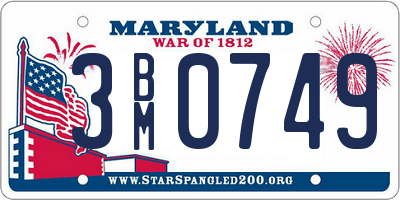 MD license plate 3BM0749