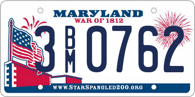 MD license plate 3BM0762