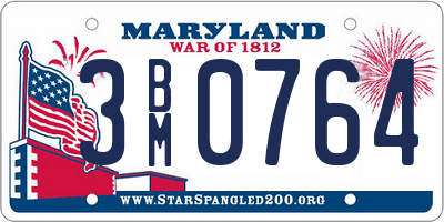 MD license plate 3BM0764