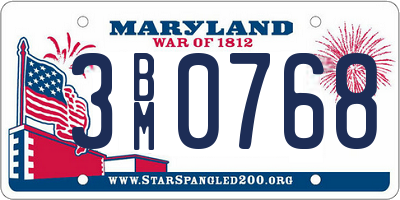 MD license plate 3BM0768