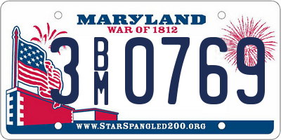 MD license plate 3BM0769