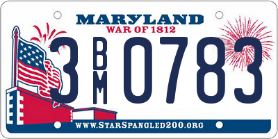 MD license plate 3BM0783