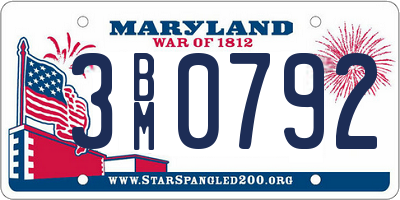 MD license plate 3BM0792