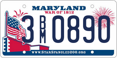 MD license plate 3BM0890