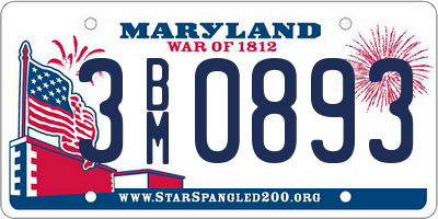 MD license plate 3BM0893