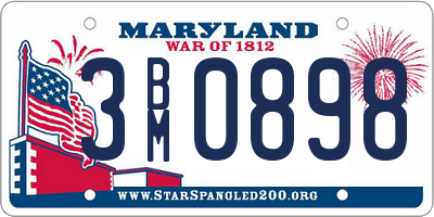 MD license plate 3BM0898