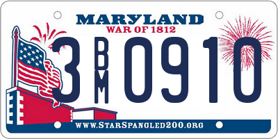 MD license plate 3BM0910