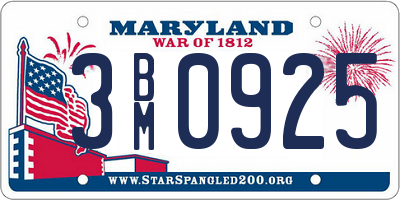 MD license plate 3BM0925