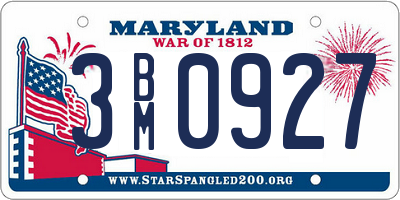 MD license plate 3BM0927